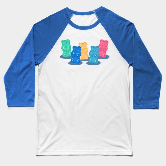 Pastel Gummy Bears Gang Baseball T-Shirt by XOOXOO